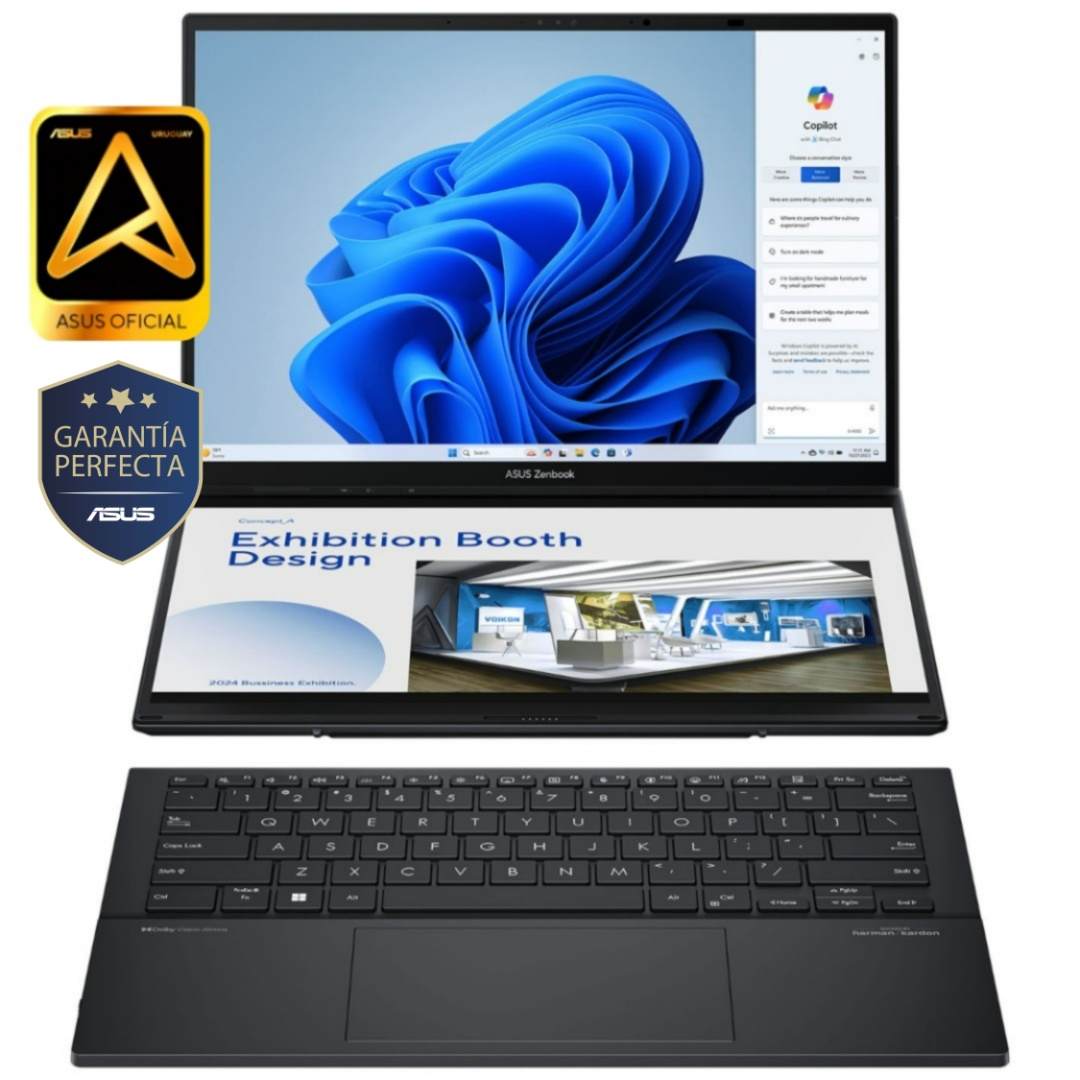 Notebook Asus Zenbook Duo Core Ultra 9 5.4Ghz, 32GB, 1TB SSD, DUAL 14'' 3K Oled Touch - Producto destacado